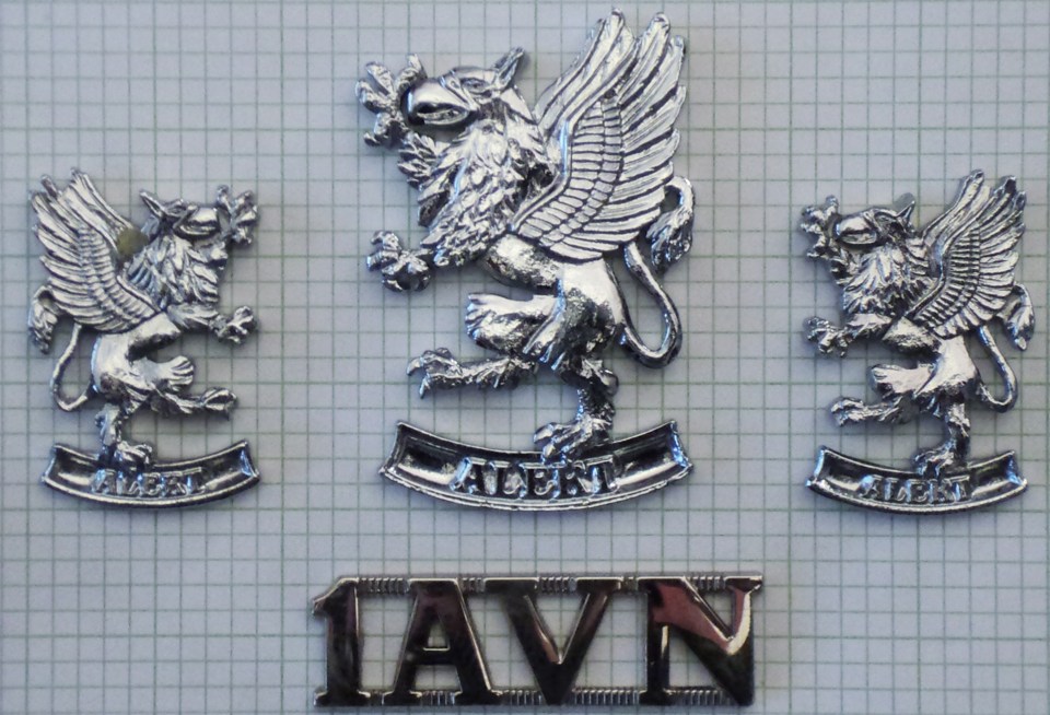 CB 244 1st Aviation Rgt hat, collar and metal title set, obverse